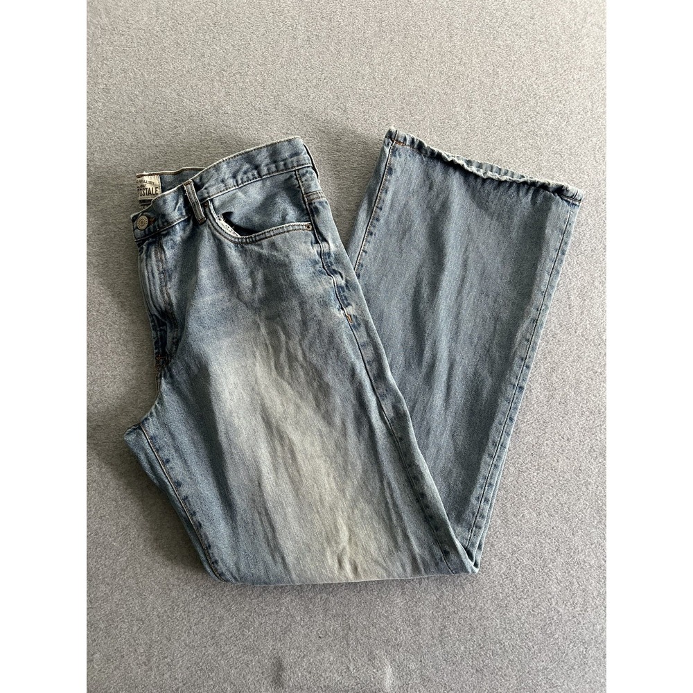 Aeropostale Benton Original Bootcut Jeans Men 36x34 Light Wash Denim Distressed
